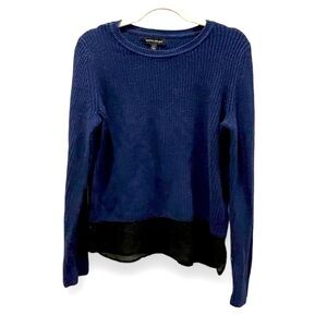 BANANA REPUBLIC  blue + Black ribbed sweater small